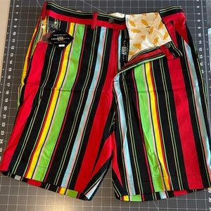 Loudmouth Men's Striped Shorts - Red, Green, Black